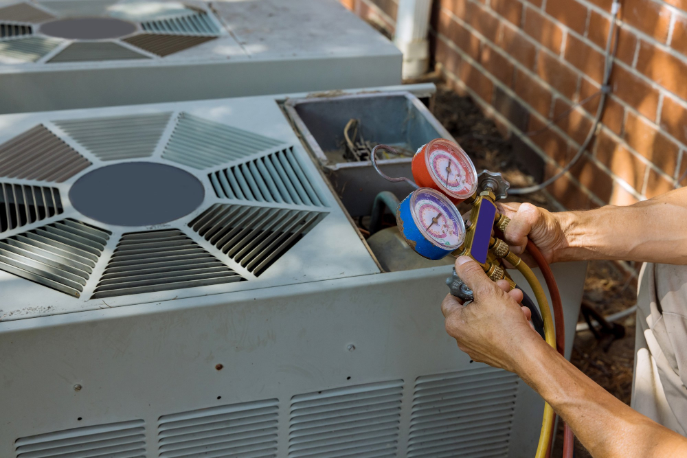 air conditioning technician preparing air conditioner 2