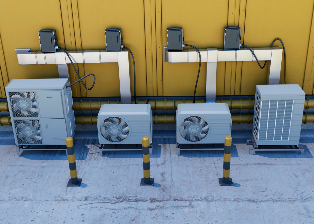 close up heat pump outside home 2