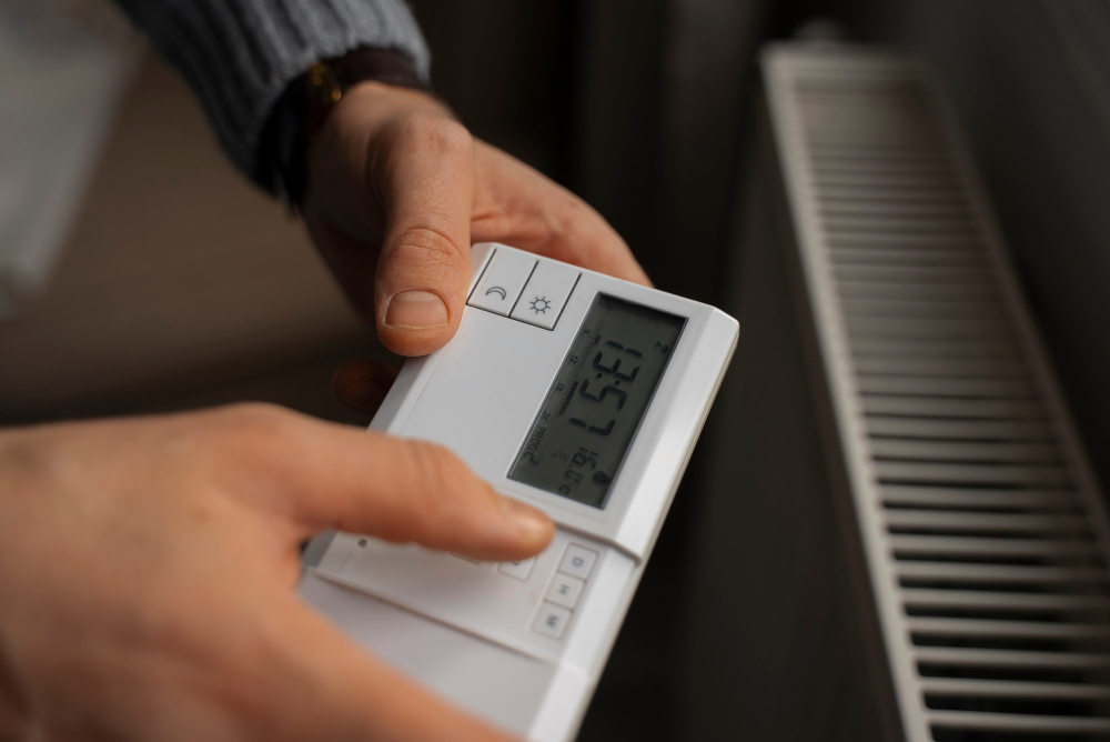 man turning off thermostat during energy crisis1
