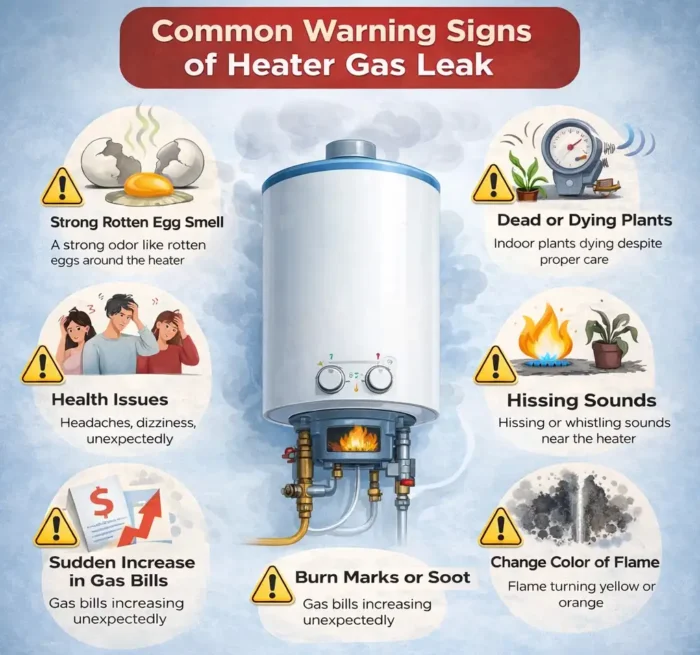 Common warning signs of heater gas leak