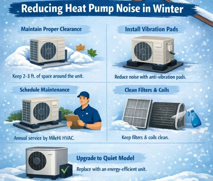 Reducing heat pump noise in winter