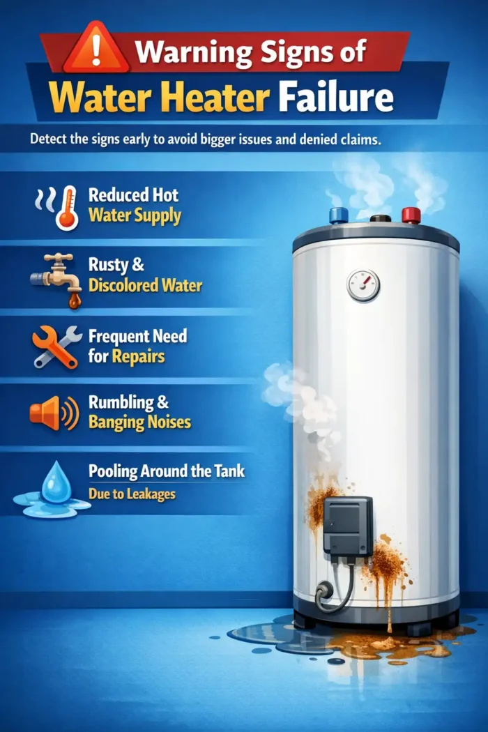 Warning signs of water heater failure