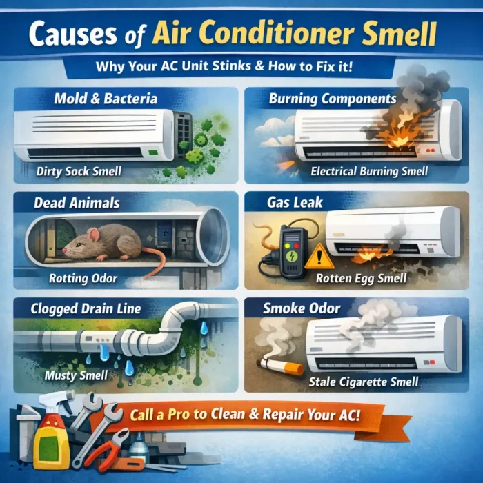 Causes of air conditioner smell.
